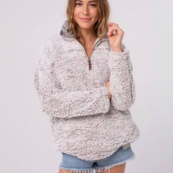 Thread & Supply Sweaters - Thread & Supply Gray Sherpa Pullover Jacket